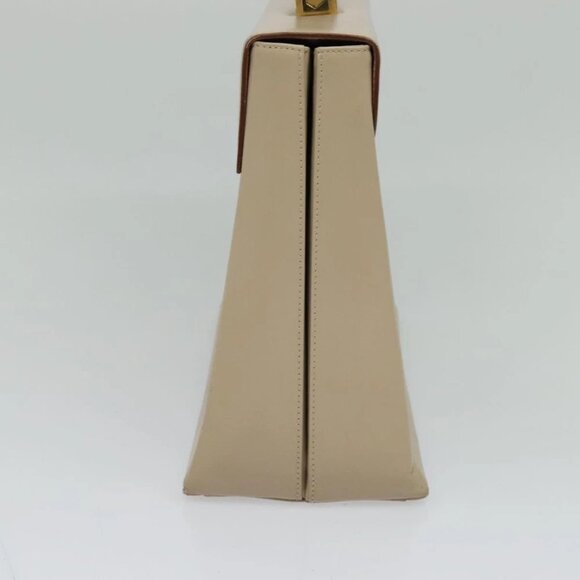 Salvatore Ferragamo Gancini Hand Bag Leather 2way Beige Gold Auth 125026 - Picture 9 of 16